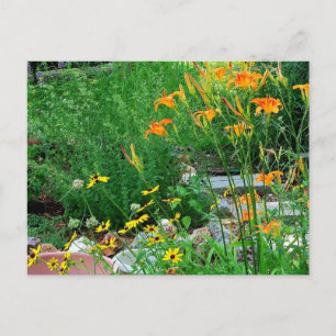 Carte postale de la cheminée du jardin de fleurs