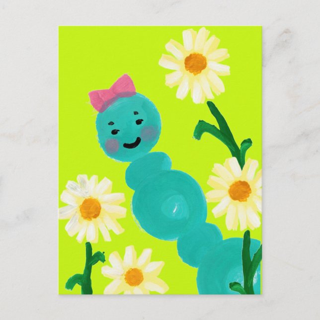 Carte postale de la chenille mignonne et des pâque (Devant)
