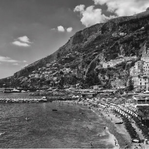 Carte postale de la Côte d'Amalfi en noir et photo