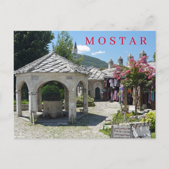 Carte postale de la cour de la mosquée de Mostar (Devant)