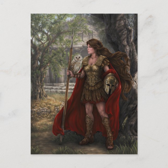 Carte postale de la déesse Athena par l'artiste Li (Devant)