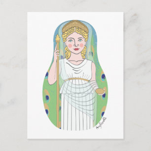 Carte postale de la déesse romaine Juno Matryoshka