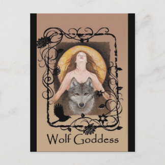 Carte postale de la déesse Wolf par Lori Karels