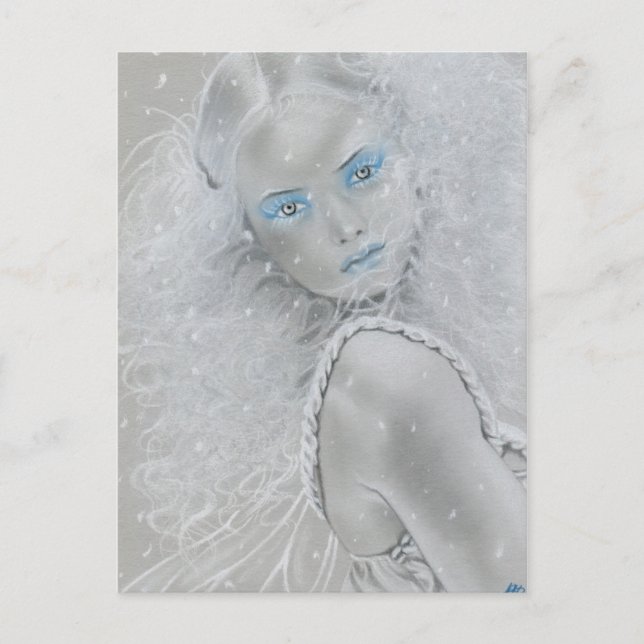 Carte postale de la fée des flocons de neige (Devant)