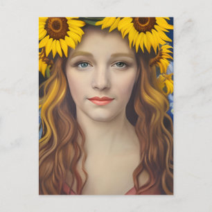 Carte postale de la femme à la couronne de tournes