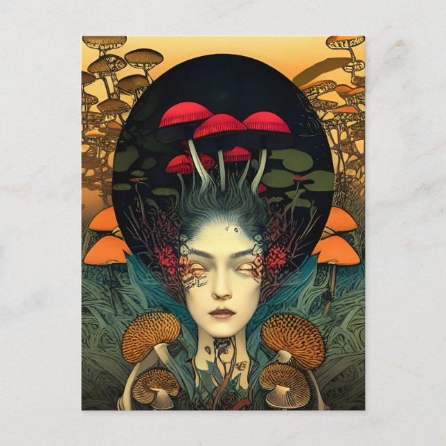 Carte postale de la femme aux champignons (Devant)