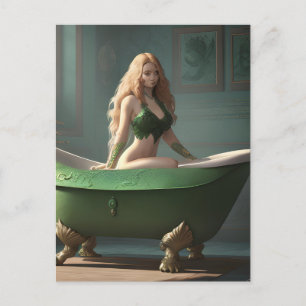 Carte postale de la femme de bain à pied de griffe