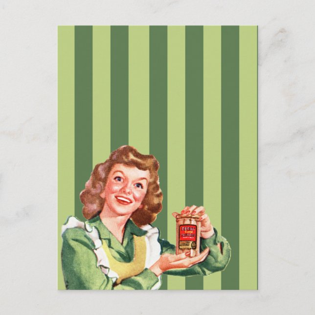 Carte postale de la femme de la maison heureuse (Devant)