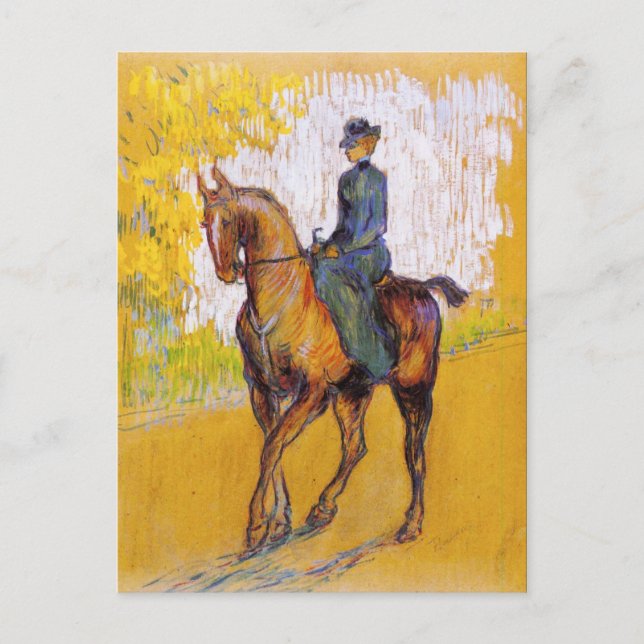 Carte postale de la femme Toulouse-Lautrec à cheva (Devant)