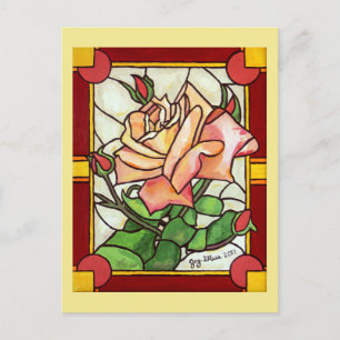 Carte postale de la fenêtre Rose de pêche