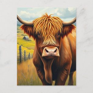 Carte postale de la ferme rustique de la vache des