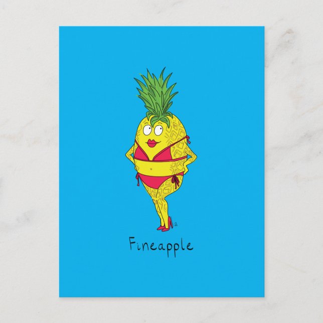 Carte postale de la fille à l'ananas Fineapple (Devant)