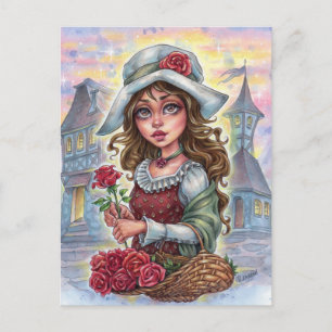 Carte postale de la fille aux fleurs Ville de cont