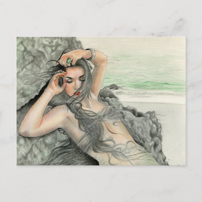 Carte postale de la fille de la sirène océanique (Devant)