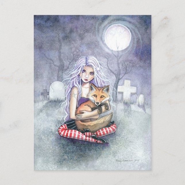 Carte postale de la fille gothique Fox d'Annie Ima (Devant)
