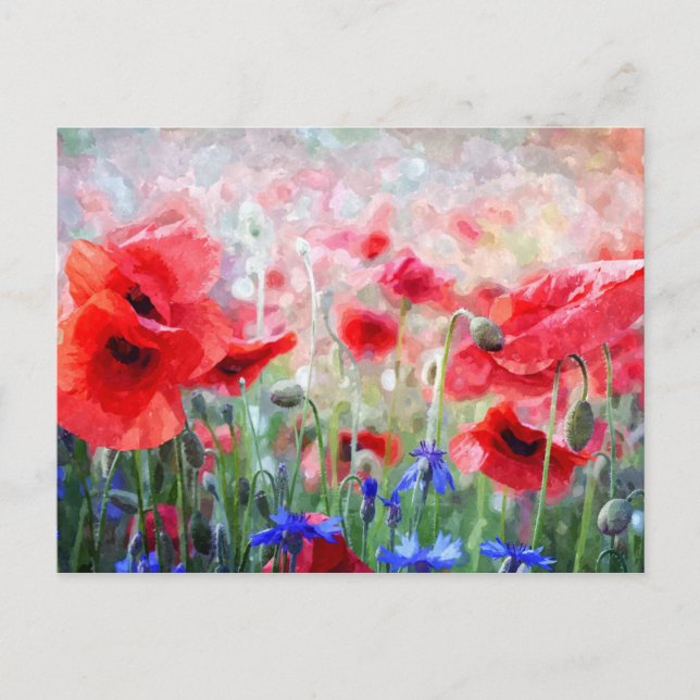 Carte postale de la fleur de couleur aquarelle (Devant)