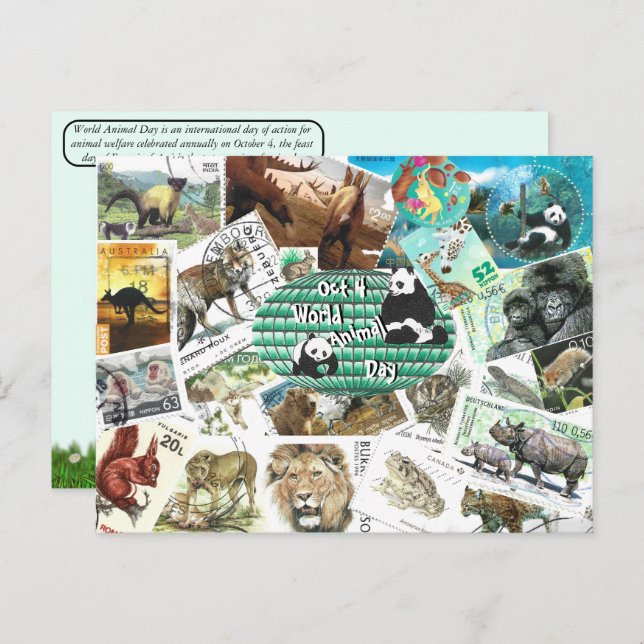 Carte postale de la Journée Mondiale des Animaux a (Devant / Derrière)