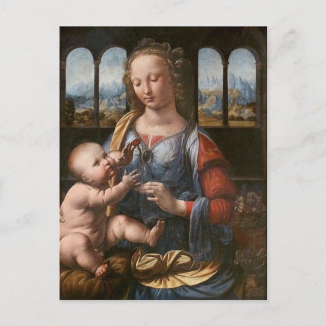 Carte postale de la Madone au oeillet par De Vinci (Devant)