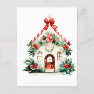 Carte postale de la maison d'aquarelle de Noël