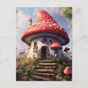 Carte postale de la maison de champignons Polka Do