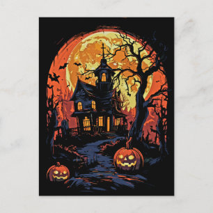 Carte postale de la maison hantée d'Halloween éffr