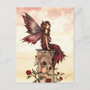 Carte postale de la petite fée de la rose écarlate