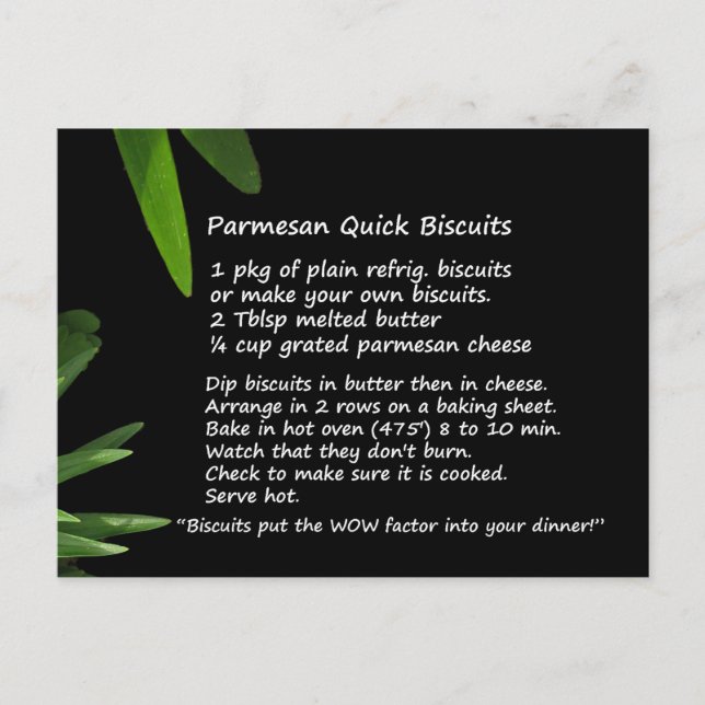 Carte postale de la recette de biscuits rapides pa (Devant)