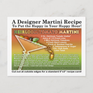 Carte postale de la recette de martini à la tomate