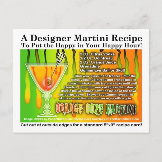 Carte postale de la recette de Martini à l'huile d (Devant)
