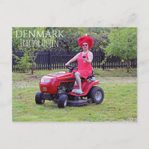 Carte postale de la Reine du tracteur amusant Dane