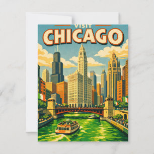 Carte postale de la rivière Chicago à la Saint-Pat