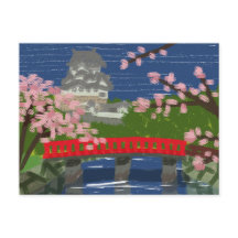 Carte postale de la rivière du château de Himeji