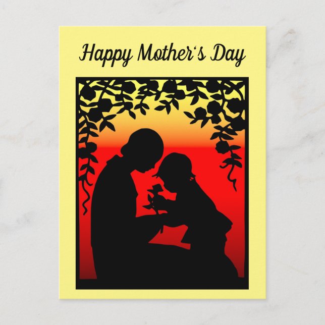 Carte postale de la silhouette de la mère et de l' (Devant)