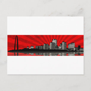 Carte postale de la skyline de St. Louis (rouge)