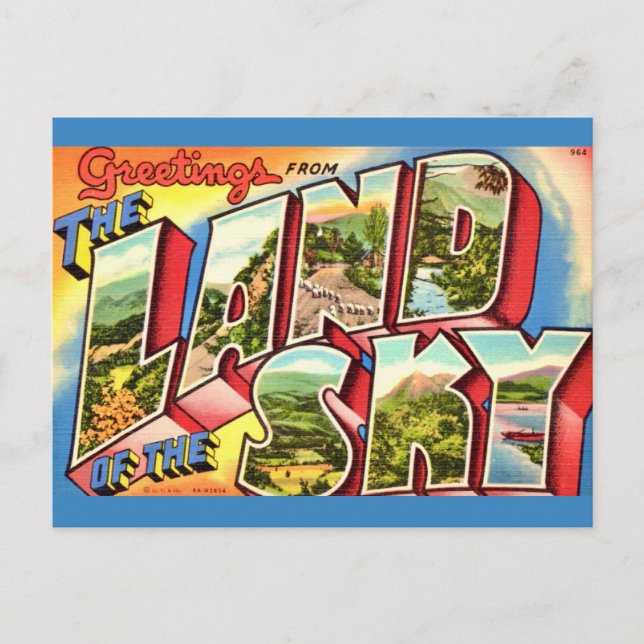 Carte postale de la terre du ciel d'Asheville (Devant)