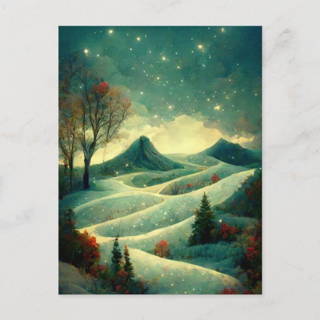Carte postale de la vallée de Noël fantaisiste Log (Devant)