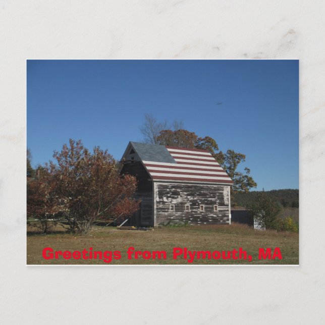 Carte postale de la vieille grange et du Old Glory (Devant)