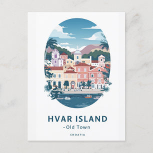 Carte postale de la vieille ville de Hvar Island -