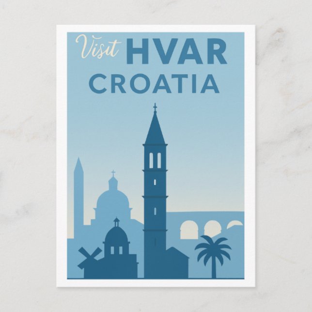 Carte postale de la vieille ville de Hvar Island - (Devant)