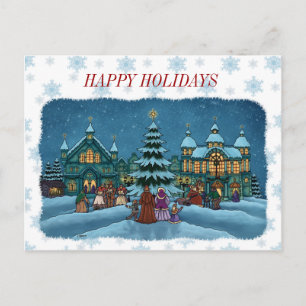 carte postale de la ville de noël bord neigeux & t