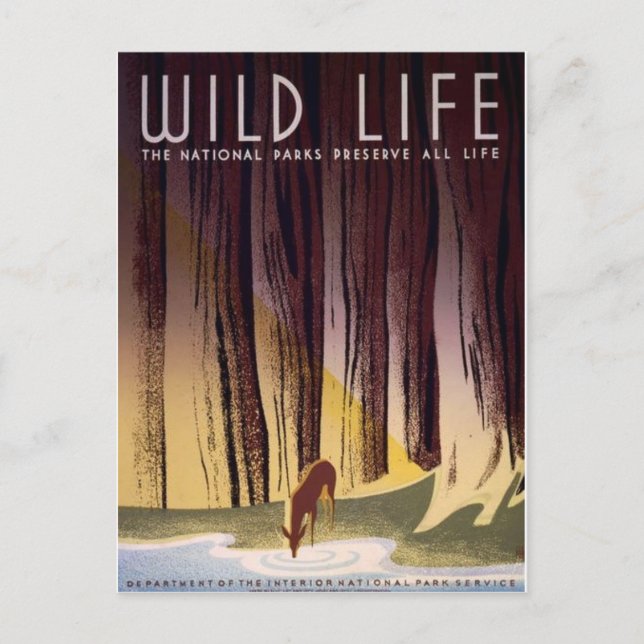 Carte postale de l'affiche des parcs nationaux WPA (Devant)