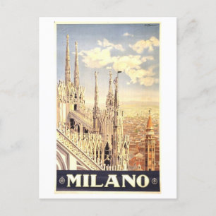 Carte postale de l'affiche Vintage voyage de Milan