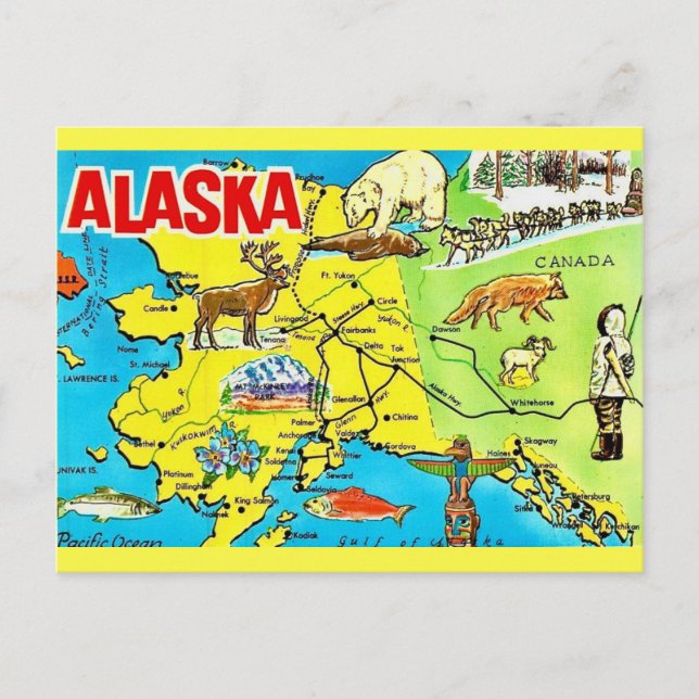 Carte postale de l'Alaska vintage (Devant)