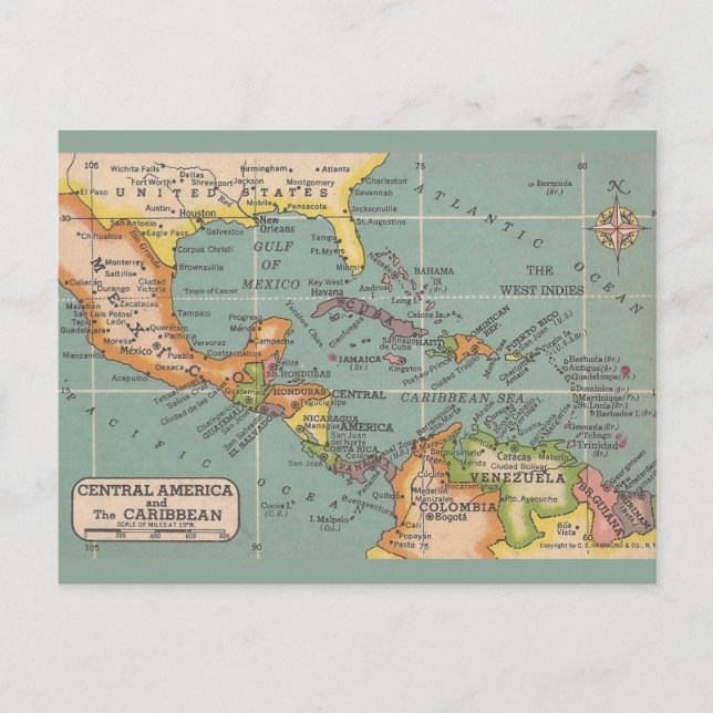 Carte postale de l'Amérique centrale et des Caraïb (Devant)