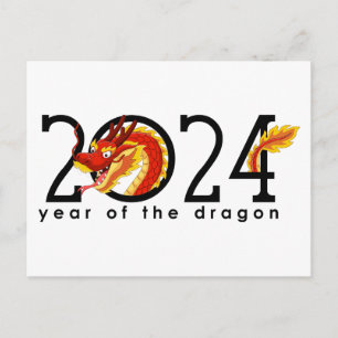 Carte postale de l'année chinoise du dragon de des