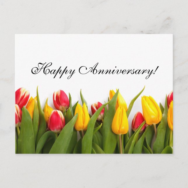 Carte postale de l'anniversaire des tulipes coloré (Devant)