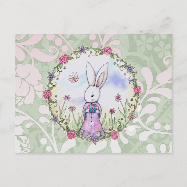 Carte postale de lapin de Pâques mignonne (Devant)