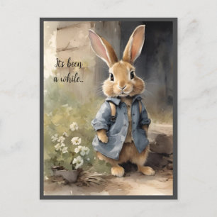 Carte postale de lapin de style vintage mignon