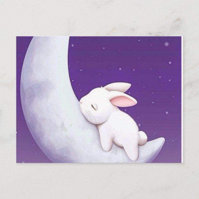 carte postale de lapin endormi. (Devant)