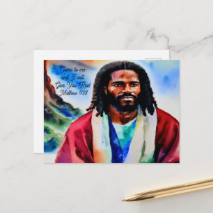 Carte postale de l'Aquarelle de Jésus sur la monta